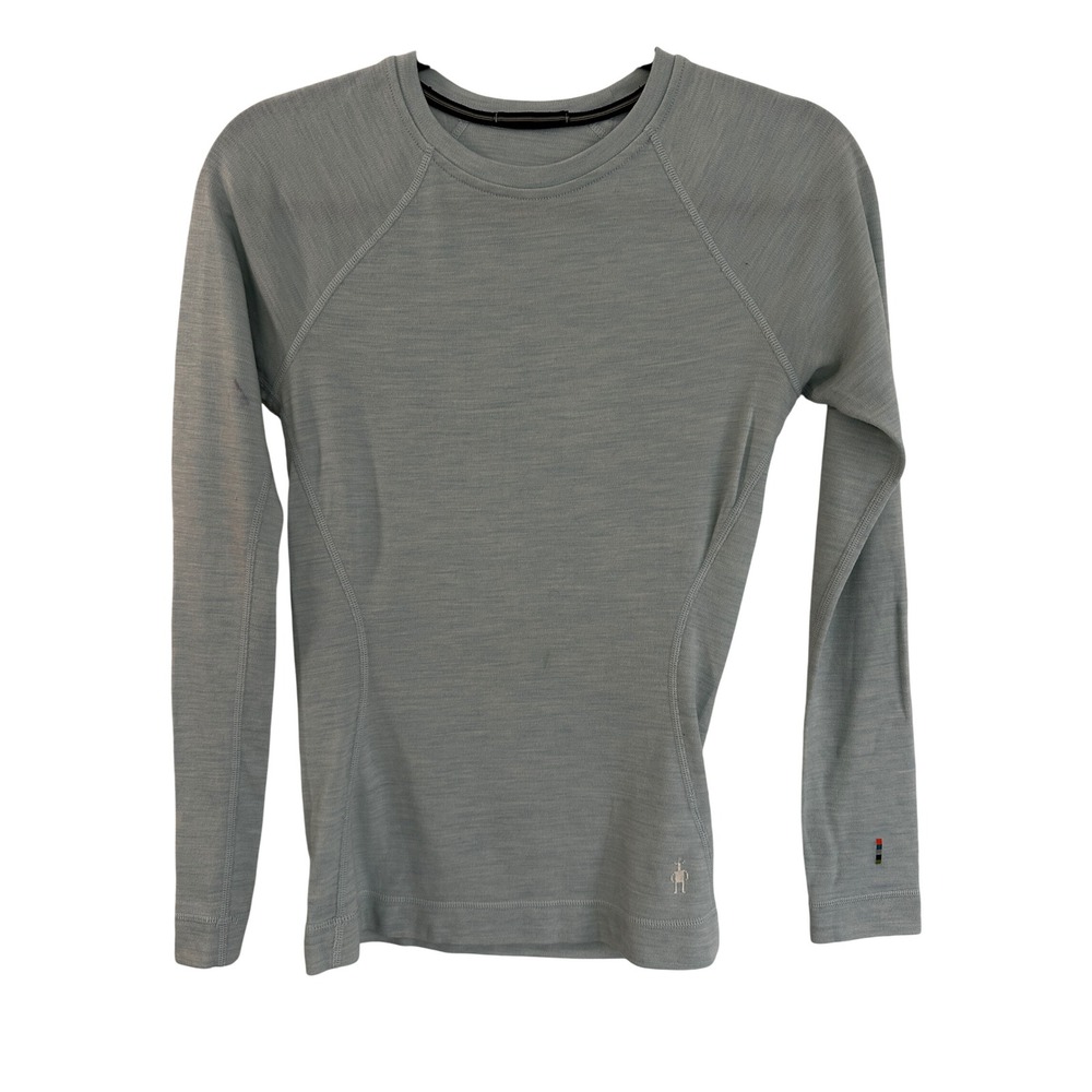 Smartwool Merino 250 Base Layer Top Womens XS Light Blue Long Sleeve Wool Crew